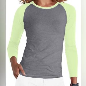 Raglan Beyond Scrubs Long Sleeve Longsleeve Tee Underscrub S Small Green Grey